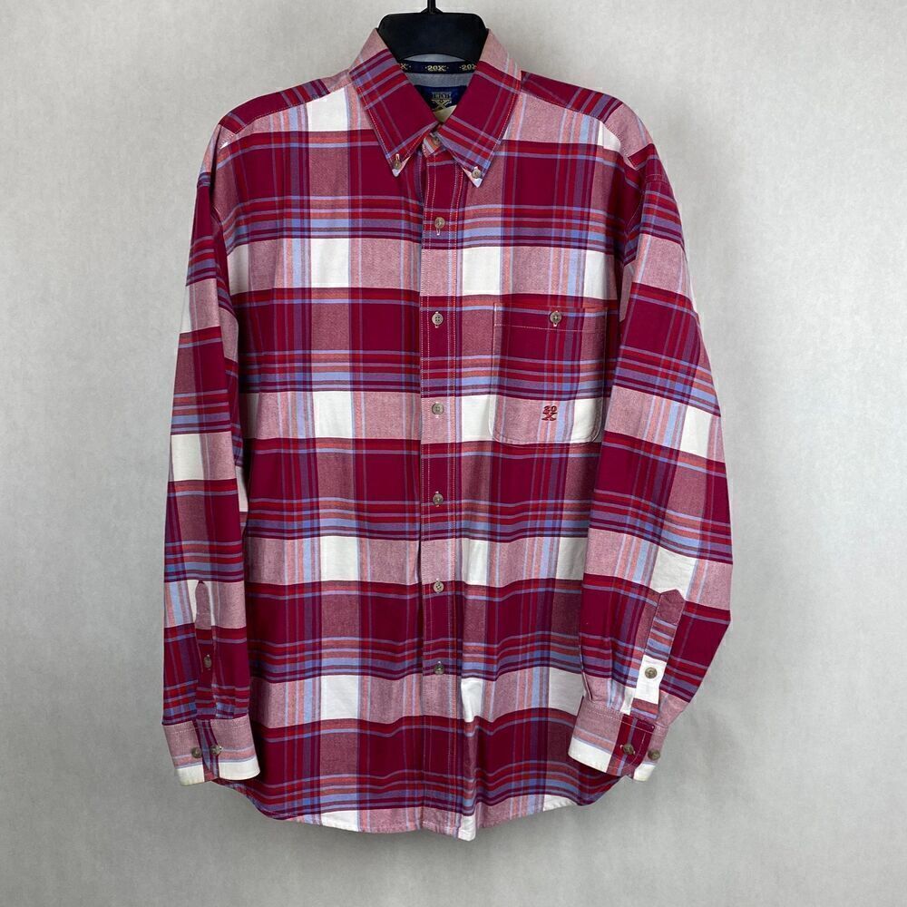 Wrangler TwentyX Button Down Shirt Mens Size Medium Long Sleeve Plaid